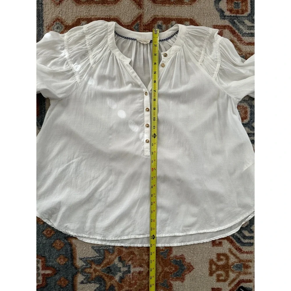 Pilcro Henley Blouse Womens XSP White Long Sleeve Cotton Viscose Boho Top - Picture 5 of 9